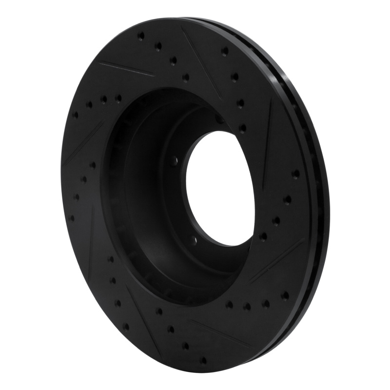 Land Rover Defender 90 Brake Rotor (1) - Front Left - R1 Concepts - Drilled & Slotted - Black - `90-`16